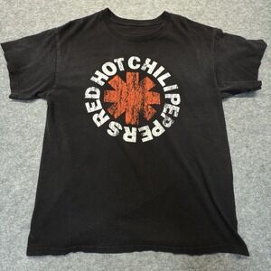 VTG Red Hot Chili Peppers Band T-Shirt Men Black Distressed Faded Rock Tee